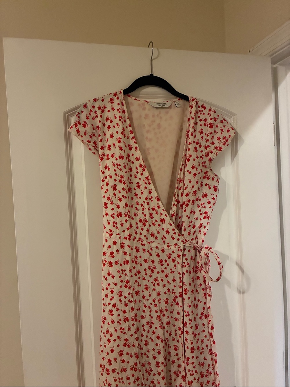 & Other Stories Red and White Wrap Dress